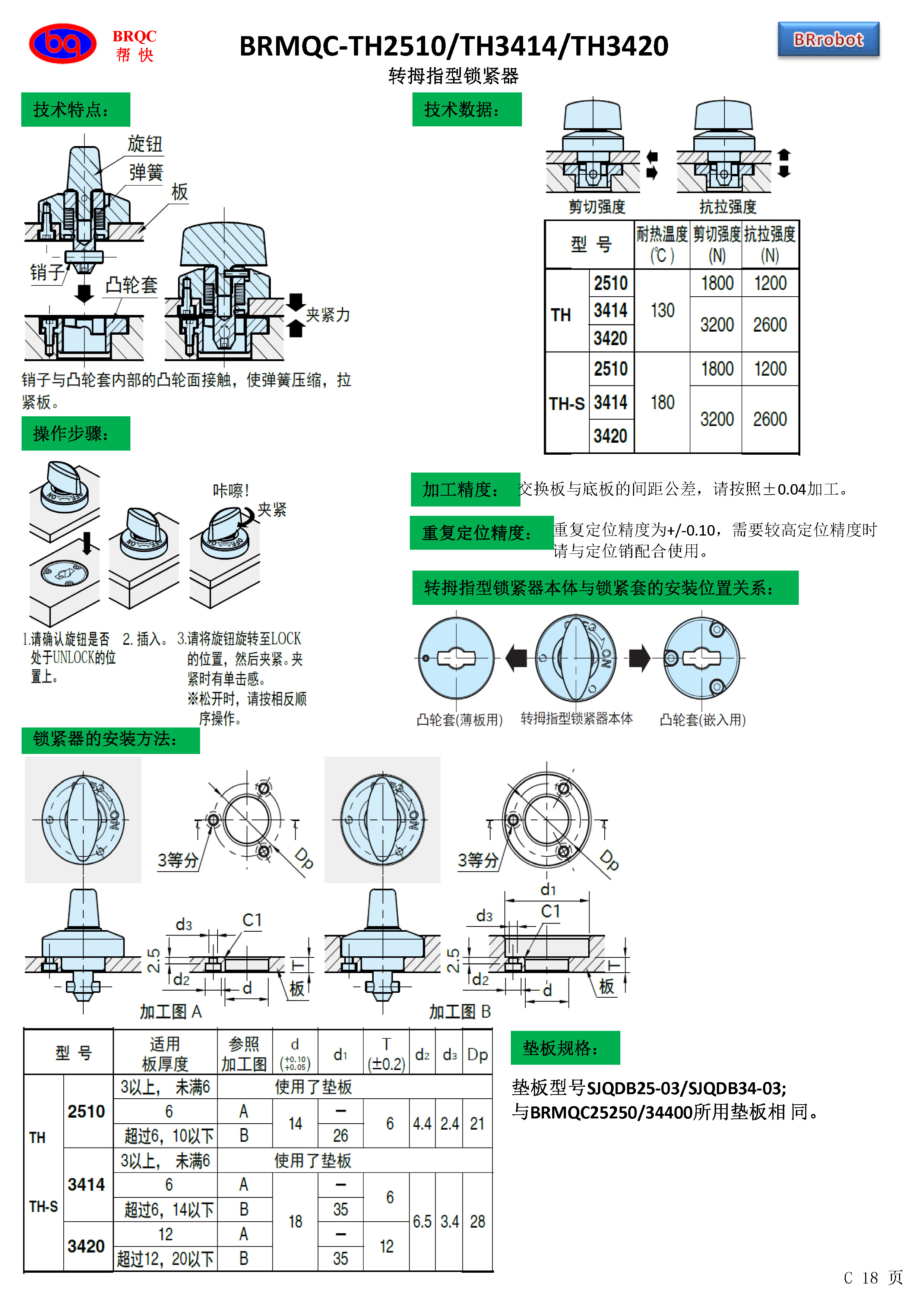 brmqc-th3420转拇指型锁紧器旋钮式手动工具快换装置快速换型 - 上海